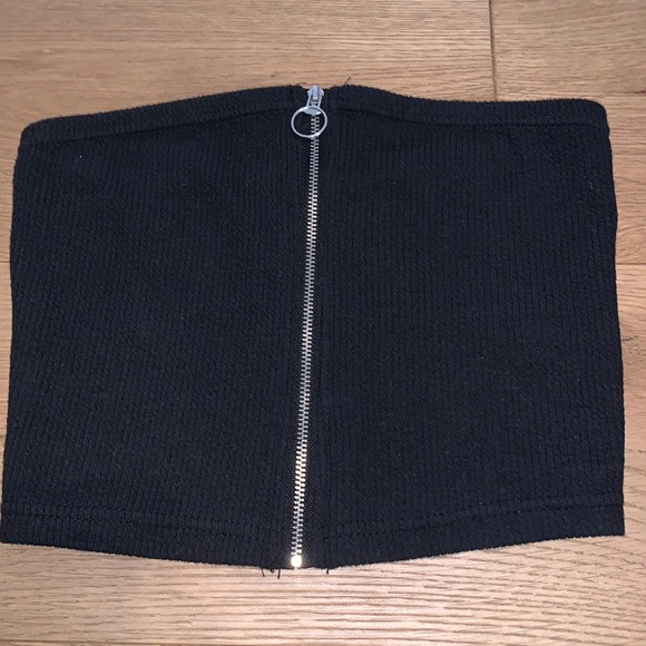Zip Up Crop Tube Top - Picture 1 of 3